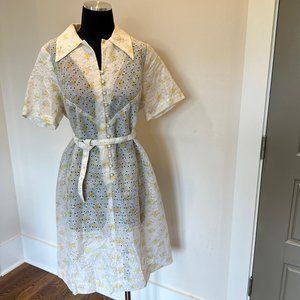 VINTAGE sheer lace dress with matching belt sz OS